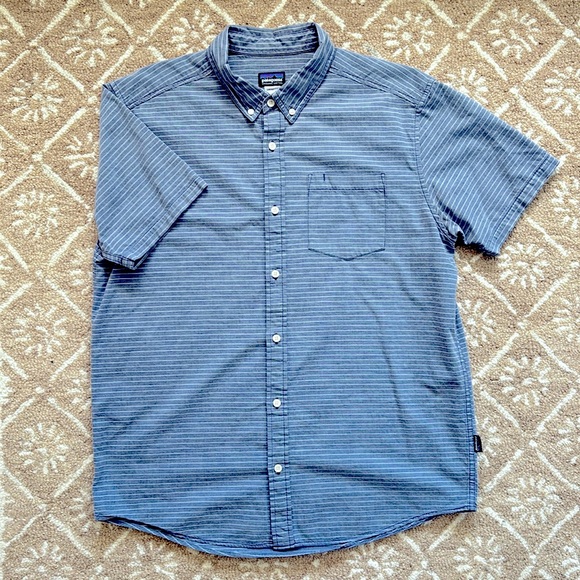 Patagonia Men’s S/S Go To Shirt (Chambray Blue Stripe) - Picture 1 of 5